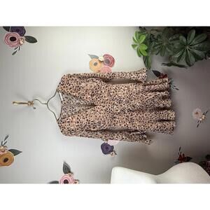 Saints + Secrets Nicholas Leopard Gathered Mini Frill Dress - Size - XS